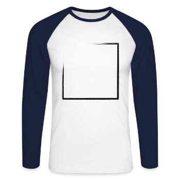 Cadre rectangulaire patiné - T-shirt baseball manches longues Homme - blanc/marine - Devant - Nik (191cm)
