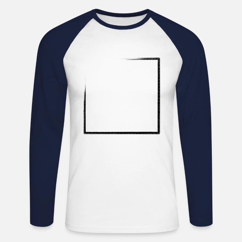Weathered rectangular frame - Unisex Long Sleeve Baseball T-Shirt - white/navy