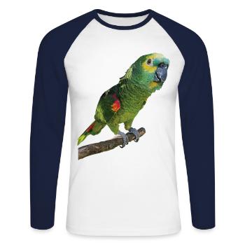 Die Blaustirnamazone - Unisex Baseballshirt langarm - Weiß/Navy - Vorne - Nik (191cm)