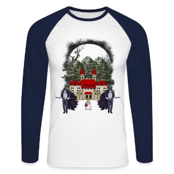 Märchen Schloss Festung Hase König Krieger Fantasy - Unisex Baseballshirt langarm - Weiß/Navy - Vorne - Nik (191cm)
