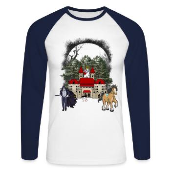 Castle Horse Fantasy Fairy Tale Fairy Tale Character Castle - Unisex Long Sleeve Baseball T-Shirt - white/navy - Front - Nik (191cm)