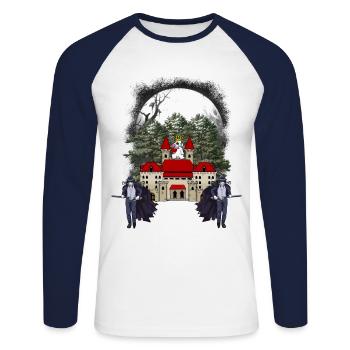Château Médiéval Fantastique Conte De Fées Personnage De Conte De Fées - T-shirt baseball manches longues Homme - blanc/marine - Devant - Nik (191cm)
