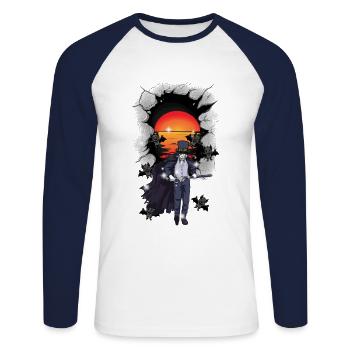 Horror Halloween Fleddermäuse Swordsman - Unisex Long Sleeve Baseball T-Shirt - white/navy - Front - Nik (191cm)