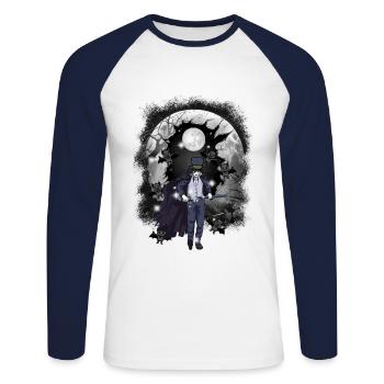 horreur halloweefn fleddermäuse kämpfer schwerte - T-shirt baseball manches longues Homme - blanc/marine - Devant - Nik (191cm)