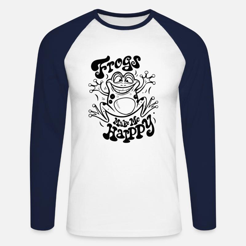 Frösche machen mich glücklich - Unisex Baseballshirt langarm - Weiß/Navy