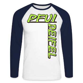 Pfui Deifel - T-shirt baseball manches longues Homme - blanc/marine - Devant - Nik (191cm)