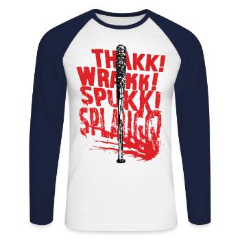 zombies - T-shirt baseball manches longues Homme - blanc/marine - Devant - Nik (191cm)