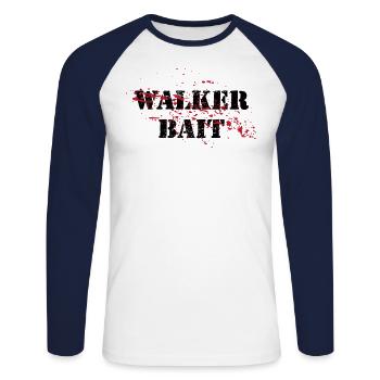 Zombies Walker Bait - Unisex Baseballshirt langarm - Weiß/Navy - Vorne - Nik (191cm)