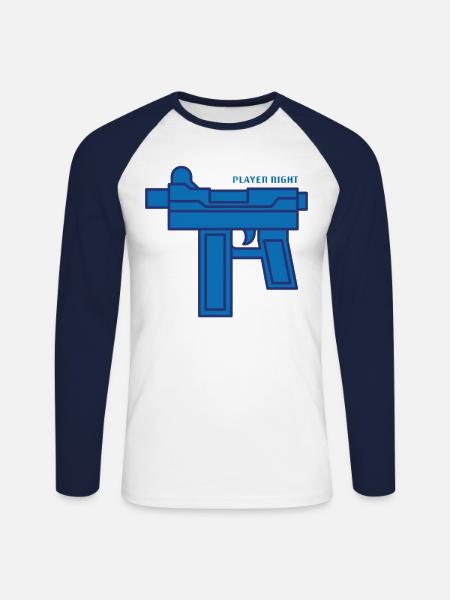 Zombies Player Right - Unisex Long Sleeve Baseball T-Shirt - white/navy
