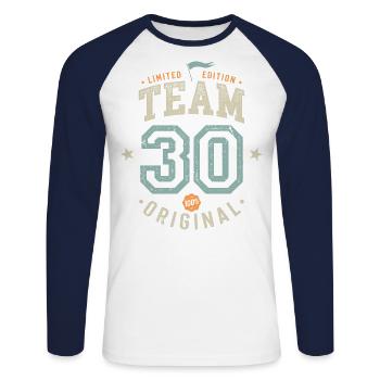 Team 25 - 100% Original / Limited Edition - Unisex Long Sleeve Baseball T-Shirt - white/navy - Front - Nik (191cm)