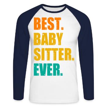 Best Babysitter Ever Daycare Provider Babysitting - Unisex Baseballshirt langarm - Weiß/Navy - Vorne - Nik (191cm)