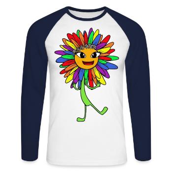 Tournesol Hippie Enfant Enfants Fleurs Arc-en-ciel - T-shirt baseball manches longues Homme - blanc/marine - Devant - Nik (191cm)
