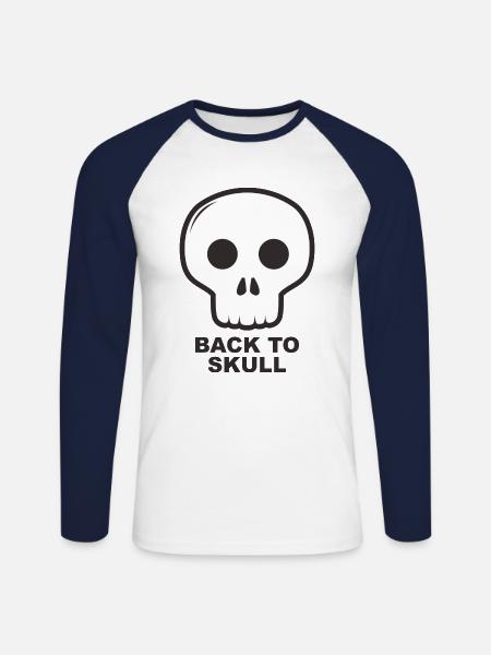 Totenkopf - Unisex Baseballshirt langarm - Weiß/Navy