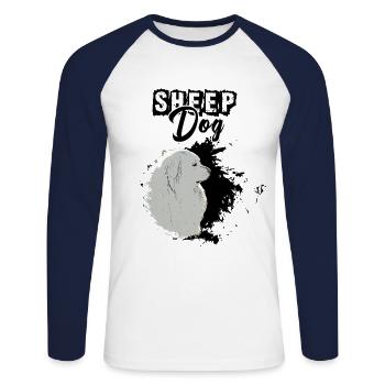 Sheep Dog Shepherd Maremmano Abruzzese Dog - Unisex Long Sleeve Baseball T-Shirt - white/navy - Front - Nik (191cm)