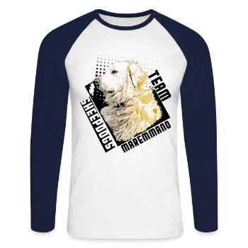 Team Maremmano Sheepdog Pastore Abruzzese Dog - Unisex Long Sleeve Baseball T-Shirt - white/navy - Front - Nik (191cm)
