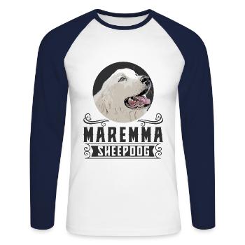 Maremma Sheepdog Maremmano Abruzzese Pastore Dog - Unisex Long Sleeve Baseball T-Shirt - white/navy - Front - Nik (191cm)