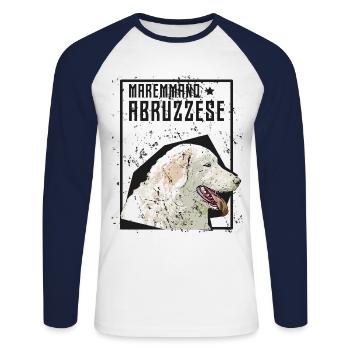 Pastore Maremmano Abruzzese Herd Protection HerdIng Dog - Unisex Long Sleeve Baseball T-Shirt - white/navy - Front - Nik (191cm)