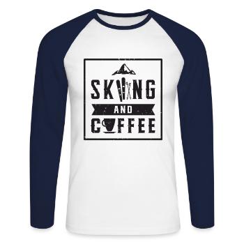 Skiing Coffee Winter Sports Skis Snow Winter - Unisex Long Sleeve Baseball T-Shirt - white/navy - Front - Nik (191cm)
