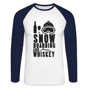 Snowboard Winter Sport Boarding Snow Whiskey - Unisex Long Sleeve Baseball T-Shirt - white/navy - Front - Nik (191cm)