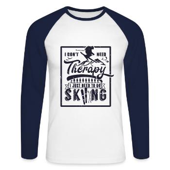 Skiing Winter Sports Skis Snow Winter - Unisex Long Sleeve Baseball T-Shirt - white/navy - Front - Nik (191cm)