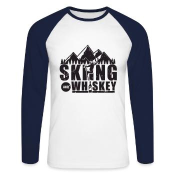 Skiing Snow Winter Skis Whiskey - Unisex Long Sleeve Baseball T-Shirt - white/navy - Front - Nik (191cm)
