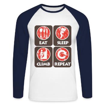 Klettern Sport Geschenk Kletterer Climb Bouldering - Unisex Baseballshirt langarm - Weiß/Navy - Vorne - Nik (191cm)