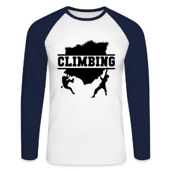 Klettern Boulderer Bouldern Kletterer Geschenk - Unisex Baseballshirt langarm - Weiß/Navy - Vorne - Nik (191cm)