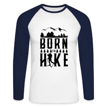 Wandern Tour Wanderer Wanderin Abenteuer Geschenk - Unisex Baseballshirt langarm - Weiß/Navy - Vorne - Nik (191cm)