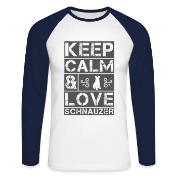 Géant schnauzer Giant Cadeaux Chien Chien - T-shirt baseball manches longues Homme - blanc/marine - Devant - Nik (191cm)