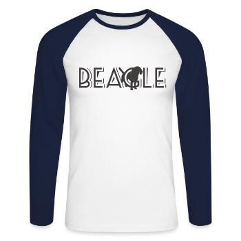 Beagle Beagles Chien Dog Cadeaux - T-shirt baseball manches longues Homme - blanc/marine - Devant - Nik (191cm)