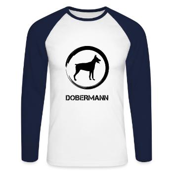 Doberman Dog Doberman Puppy Pinscher - Unisex Long Sleeve Baseball T-Shirt - white/navy - Front - Nik (191cm)