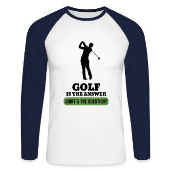 Golf Golfball Golfer Golfen Golfing - T-shirt baseball manches longues Homme - blanc/marine - Devant - Nik (191cm)