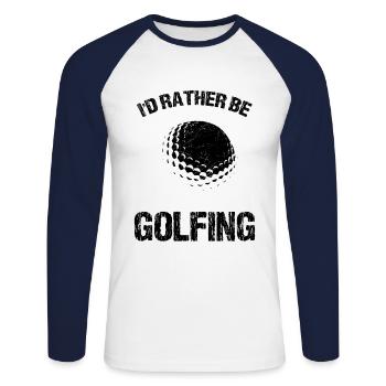 Golf Golfball Golfing Golfer Golfe - Unisex Baseballshirt langarm - Weiß/Navy - Vorne - Nik (191cm)