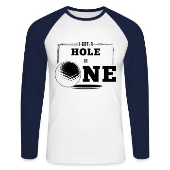 Golf Golfer Golfen Golfball Golfing - T-shirt baseball manches longues Homme - blanc/marine - Devant - Nik (191cm)