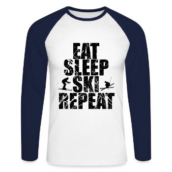 Ski Skifahrer Skifahren Skier Skiurlaub - Unisex Baseballshirt langarm - Weiß/Navy - Vorne - Nik (191cm)