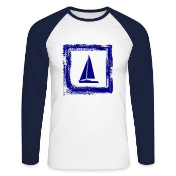 Voile voile Sail - T-shirt baseball manches longues Homme - blanc/marine - Devant - Nik (191cm)