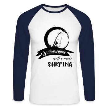 Windsurfer Windsurf Windsurfing Windsurfing Surfing - Unisex Long Sleeve Baseball T-Shirt - white/navy - Front - Nik (191cm)