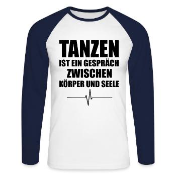 Dancing is a conversation between body and soul - Unisex Long Sleeve Baseball T-Shirt - white/navy - Front - Nik (191cm)