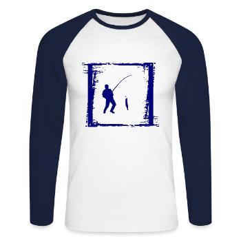 Angeln Fischen Angler Fischer Fisch - Unisex Baseballshirt langarm - Weiß/Navy - Vorne - Nik (191cm)