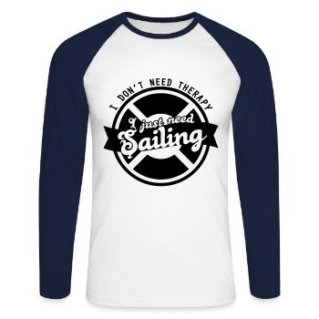 Voilier - T-shirt baseball manches longues Homme - blanc/marine - Devant - Nik (191cm)