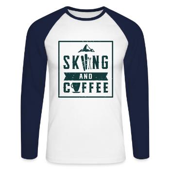 Skier Skifahrer Skifahren Apres Ski Ski - T-shirt baseball manches longues Homme - blanc/marine - Devant - Nik (191cm)
