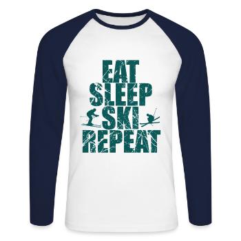 Ski Skis Apres Ski - T-shirt baseball manches longues Homme - blanc/marine - Devant - Nik (191cm)