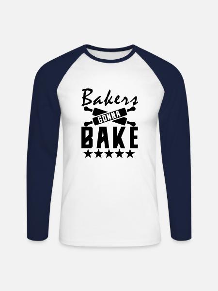 Baker Baking Bakery Baker Baking - Unisex Long Sleeve Baseball T-Shirt - white/navy