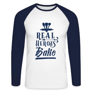 Bakery Baking Baking Baker Baking Cakes - Unisex Long Sleeve Baseball T-Shirt - white/navy - Front - Nik (191cm)