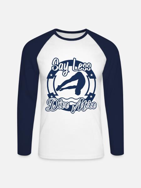 Diving Diver - Unisex Long Sleeve Baseball T-Shirt - white/navy