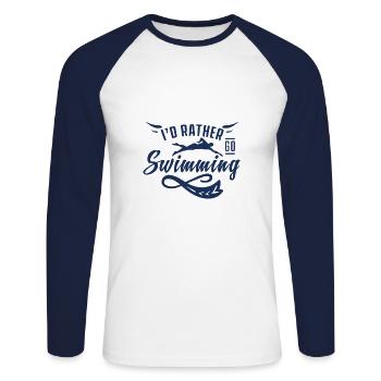 Natation nageur nageuse - T-shirt baseball manches longues Homme - blanc/marine - Devant - Nik (191cm)