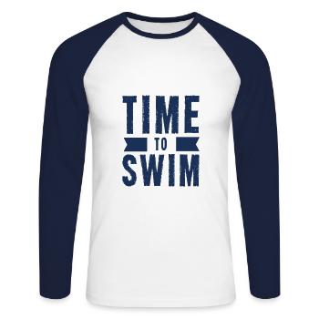 Natation nageur nageuse - T-shirt baseball manches longues Homme - blanc/marine - Devant - Nik (191cm)