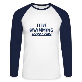 Nageuse - T-shirt baseball manches longues Homme - blanc/marine - Devant - Nik (191cm)