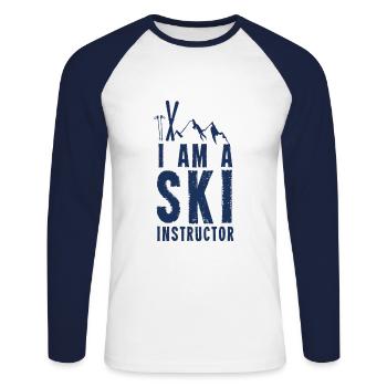 I am a ski instructor - Unisex Long Sleeve Baseball T-Shirt - white/navy - Front - Nik (191cm)