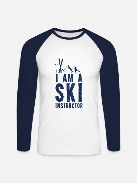 Ich bin Skilehrer - Unisex Baseballshirt langarm - Weiß/Navy